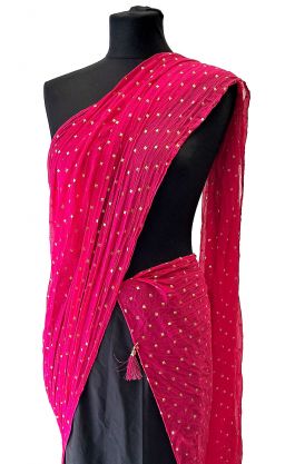 Hedvábně jemná dupatta "stary night" fuchsiová dh1881