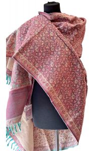 Šála s vlnou z yaka (jačí vlna) pudrová sl3578