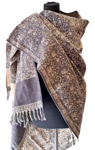 Šála s vlnou z yaka (jačí vlna) fioalovošedá sl3579