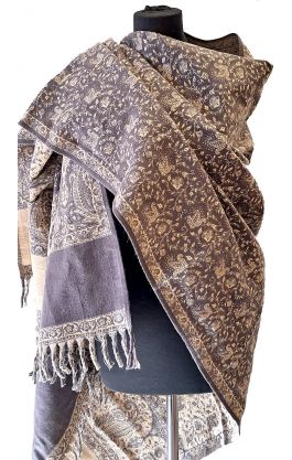 Šála s vlnou z yaka (jačí vlna) fioalovošedá sl3579