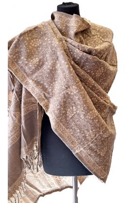 Šála s vlnou z yaka (jačí vlna) béžová sl3581