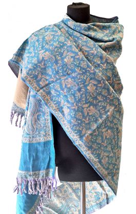Šála s vlnou z yaka (jačí vlna) blankytná sl3585