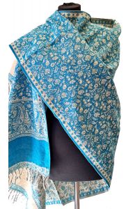 Šála s vlnou z yaka (jačí vlna) paví zelená sl3586