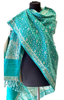 Šála s vlnou z yaka (jačí vlna) akvamarínová sl3588