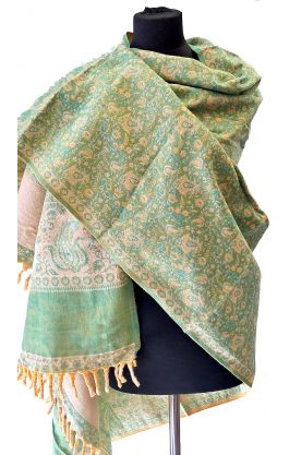 Šála s vlnou z yaka (jačí vlna) pistáciová sl3589