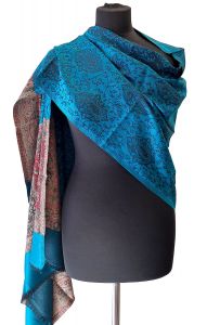 Elegantní brokátová šála z Himalájí modrá sl3609