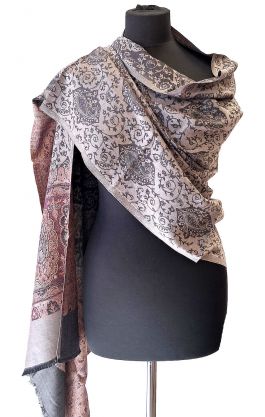 Elegantní brokátová šála z Himalájí šedobéžová sl3610