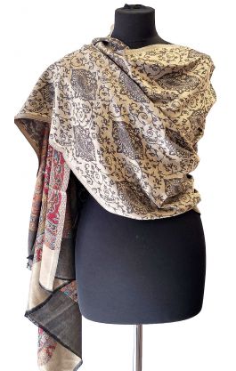 Elegantní brokátová šála z Himalájí béžová sl3612