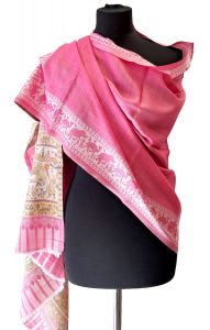 Tradiční indická zimní šála se slony růžová sl3619