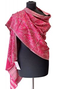 Luxusní hřejivá zimní šála z Indie sytě růžová sl3642