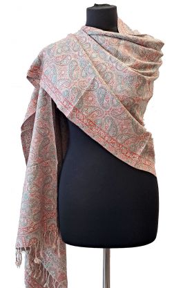 Hřejivá "kašmírová" šála z Indie - červenozelená sl3665