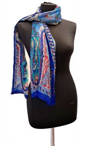 100% hedvábná šálka z pravého hedvábí modrá st2217