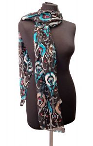 100% hedvábná šálka z pravého hedvábí černá pochampalli st2222