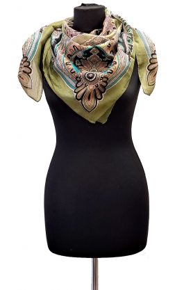 100% hedvábný šátek z pravého hedvábí olivový st2236