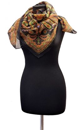 100% hedvábný šátek z pravého hedvábí černý st2245