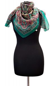 100% hedvábný šátek z pravého hedvábí smaragdový st2248