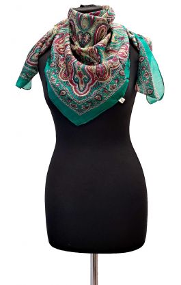 100% hedvábný šátek z pravého hedvábí smaragdový st2248