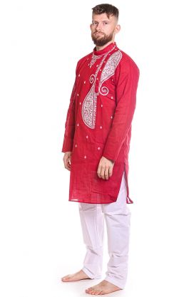 Slavnostní bengálská kurta červená L sh117