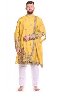 Slavnostní pánské oblečení na indickou svatbu zlaté L sh122