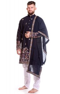 Slavnostní pánské oblečení na indickou svatbu černé L-XL sh123
