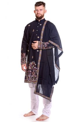 Slavnostní pánské oblečení na indickou svatbu černé L-XL sh123