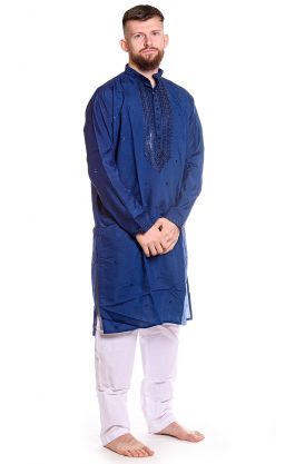 Slavnostní pánské kurta pajama na indickou svatbu modré L-XL sh130