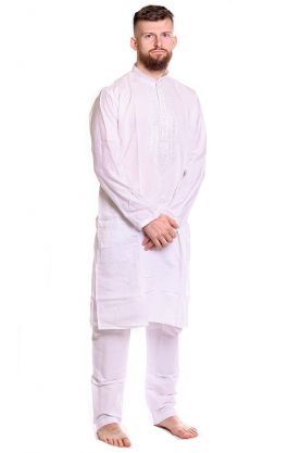 Slavnostní pánské kurta pajama na indickou svatbu bílá L-XL sh132