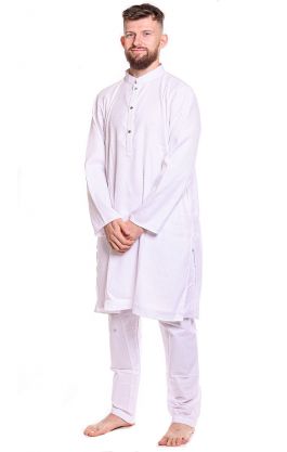 Slavnostní pánské kurta pajama na indickou svatbu bílé L-XL sh135