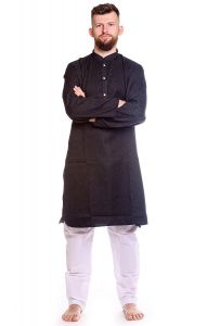Slavnostní pánské kurta pajama na indickou svatbu černá L-XL sh136
