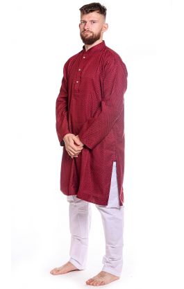 Slavnostní pánské kurta pajama na indickou svatbu vínové L-XL sh137