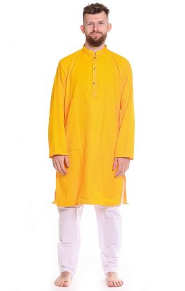 Slavnostní pánské kurta pajama na indickou svatbu žluté L-XL sh139