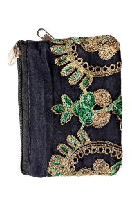 Vyšívaná peněženka na drobné a kreditky temně modrá ta222