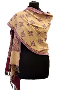 Teplá "kašmírová" šála z Himalájí vanilkovo-fuchsiová sl3710