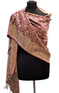 Oboustranná hřejivá "kašmírová" šála bílo-fuchsiová sl3731