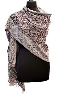 Oboustranná hřejivá "kašmírová" šála bílo-čokoládová sl3732