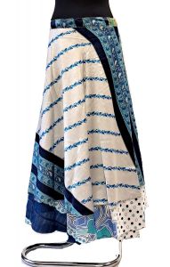 Zavinovací sukně na 100 způsobů z recyklovaných sárí modrá suk5913