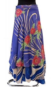 Zavinovací sukně na 100 způsobů z recyklovaných sárí modrá suk5914