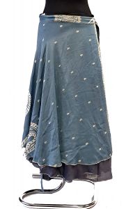 Zavinovací sukně na 100 způsobů z recyklovaných sárí ocelová suk5915