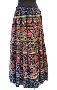 Bavlněná dlouhá indická sukně s razítky modrá suk5938