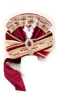 Luxusní indický turban Maharádža vínovo-zlatý tu133