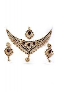 Souprava šperků bollywood za super cenu zlatá barva s fialovou ks1890