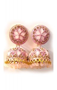 Indické náušnice zvonečky - džumky - růžové nau2149