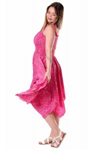 Hedvábně jemné šaty - sukně z Indie růžové sty1092