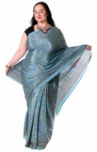 Luxusní šifonové sárí s květy v8620