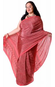 Luxusní šifonové sárí s květy v8621