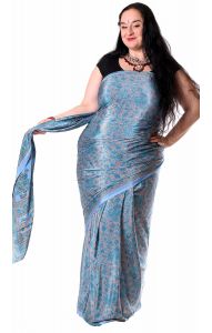 Luxusní šifonové sárí s květy v8622