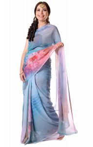 Lehké šifonové sárí blankytně modré v8636