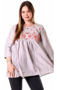 Indická hippie boho halenka s výšivkou šedá