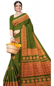 Bengálské bavlněné sárí zelené b3015