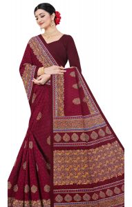 Bengálské bavlněné sárí ostružinové b3013